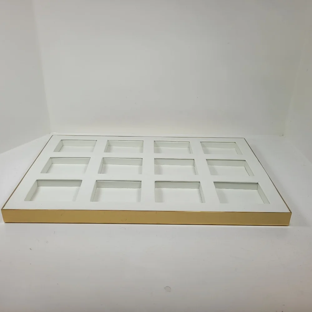 Faux Leather Drawer Organizer with Gold Trim